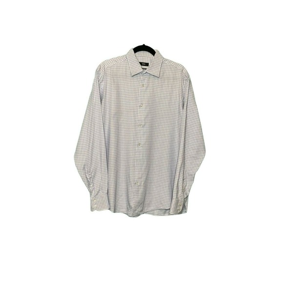 Hugo Boss Light Blue Gingham Button Down Long Sleeve Shirt Size 41 (L) - Picture 3 of 8